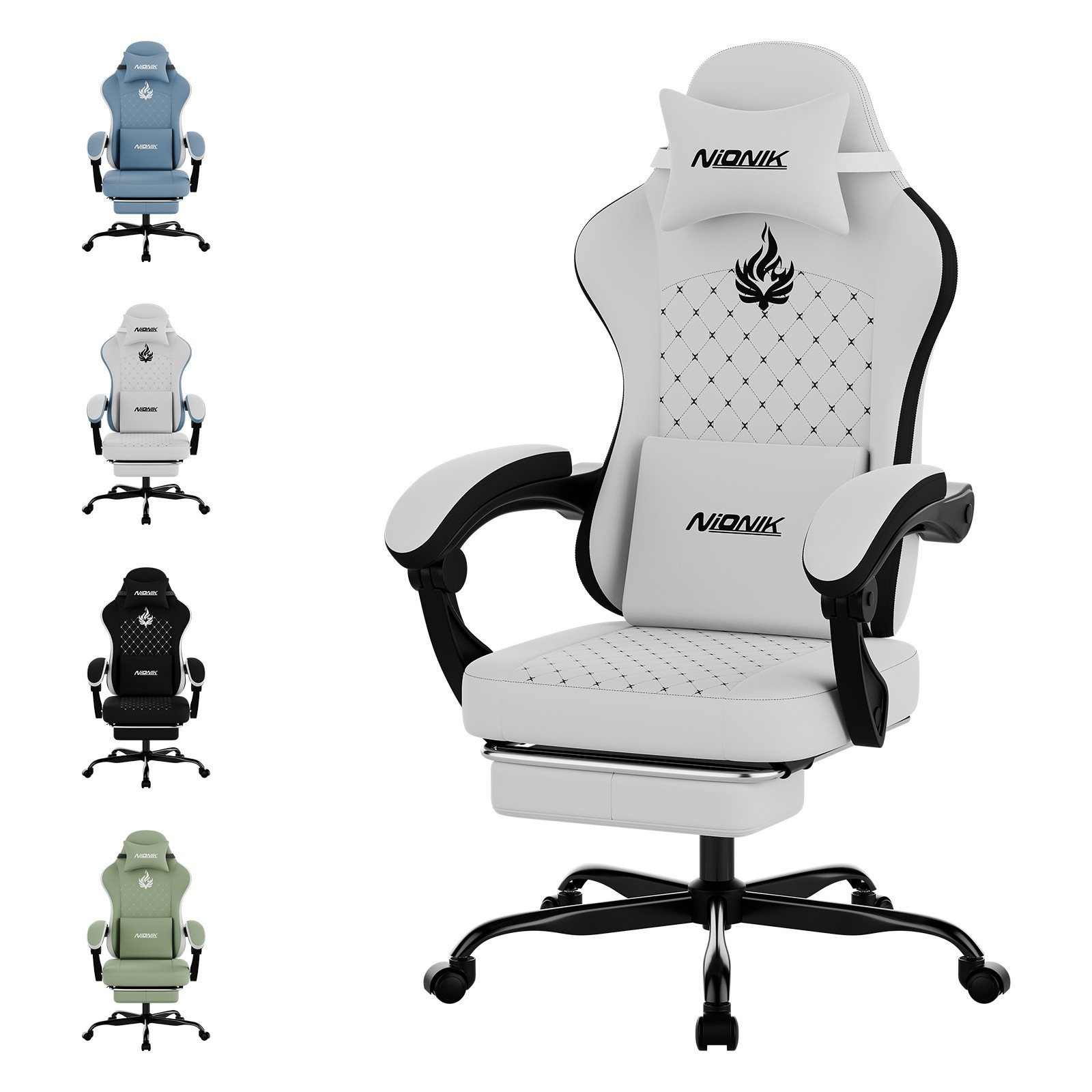 Gaming Chair with Massage Ergonomic PC Gaming Chair Computer Chair with Footrest