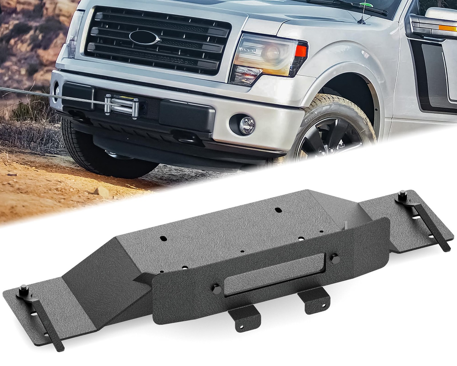 Winch Mount Plate for 2009-2014 F150 10x4.5 Bolt Pattern Steel 12000lb Black