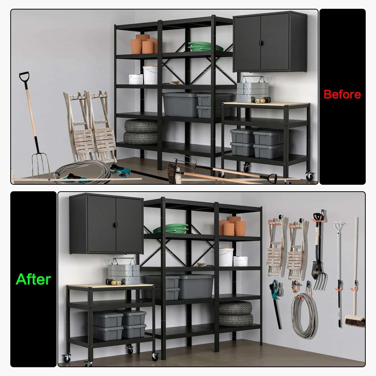 12-Pack Steel Garage Storage Utility Double Hook Wall Organizer for Garden Tools