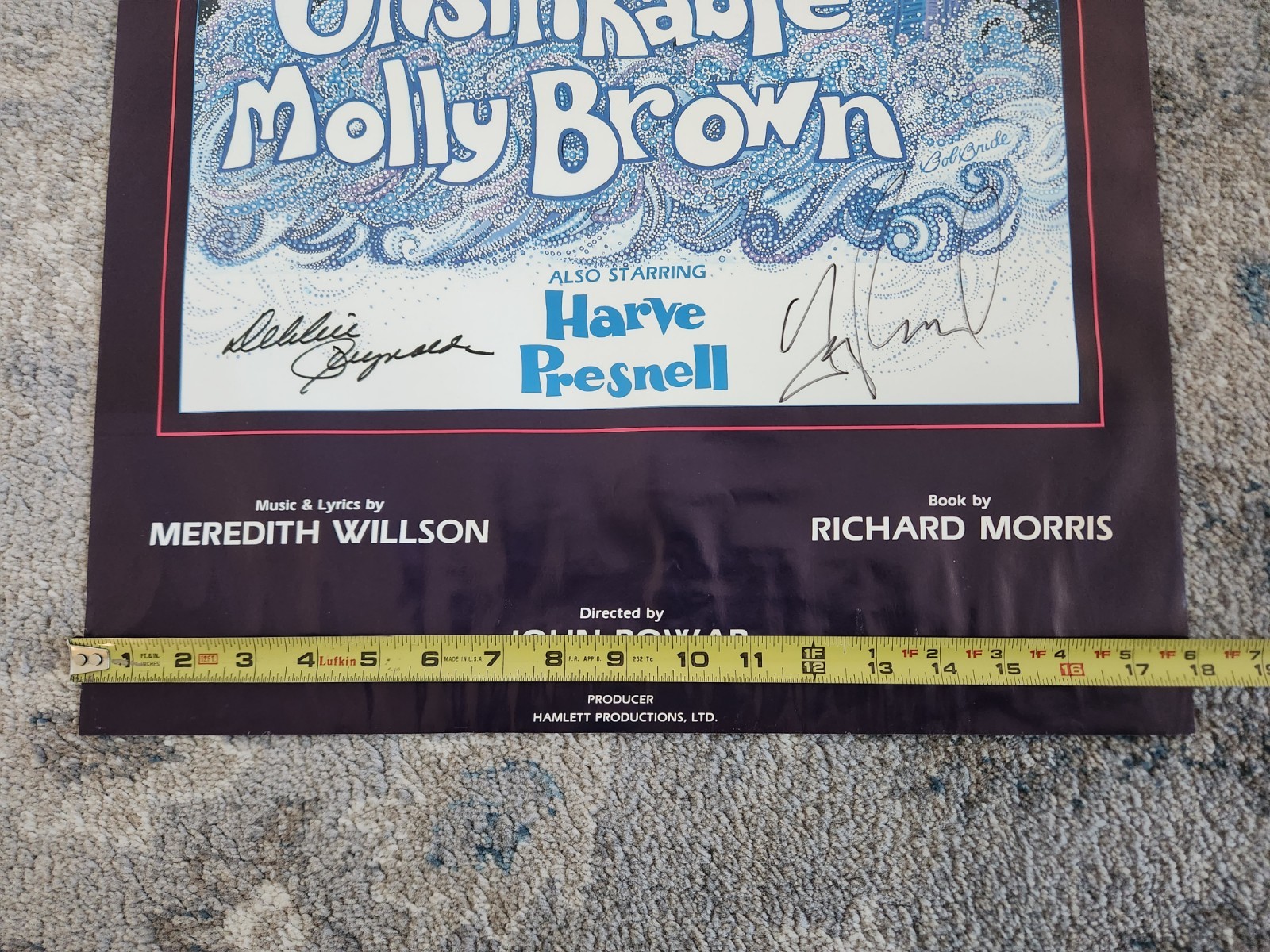 The Unsinkable Molly Brown 24 x 18 Poster Signed Debbie Reynolds Harve Presnell