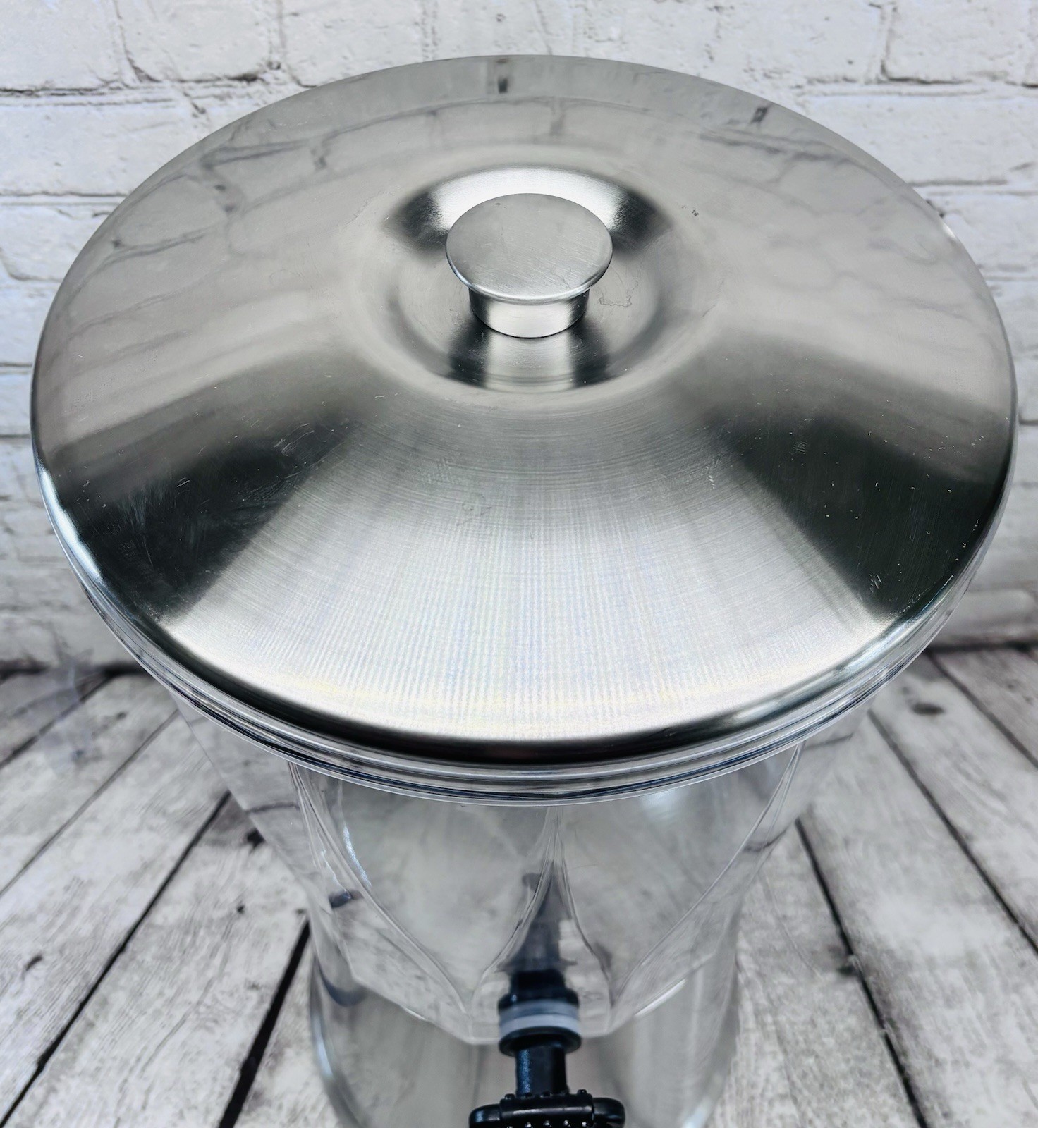 Service Ideas 3-Gallon Beverage Dispenser Stainless Steel Base Infuser Lid