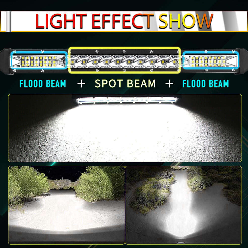 10inch LED Light Bar Slim Spot Flood Combo Work SUV Boat Offroad Driving ATV 4WD