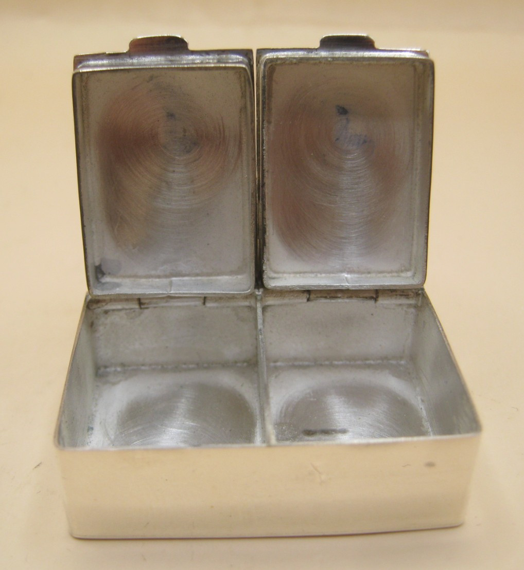 Unusual English Hallmarked Sterling Silver Double Pill / Snuff Box