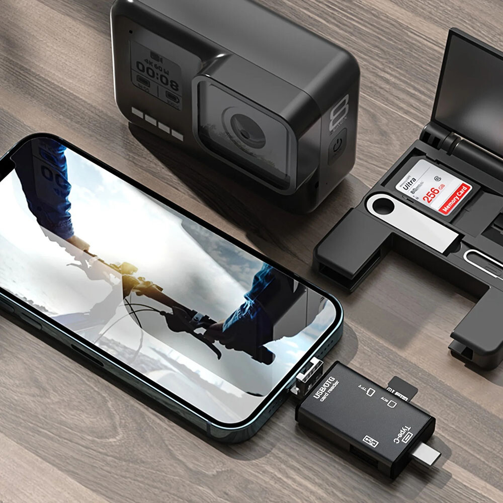 USB-A/C MMC Card Reader&Storage Box for TF/SD/Jump Clip/Ejection Pin/USB Dirver