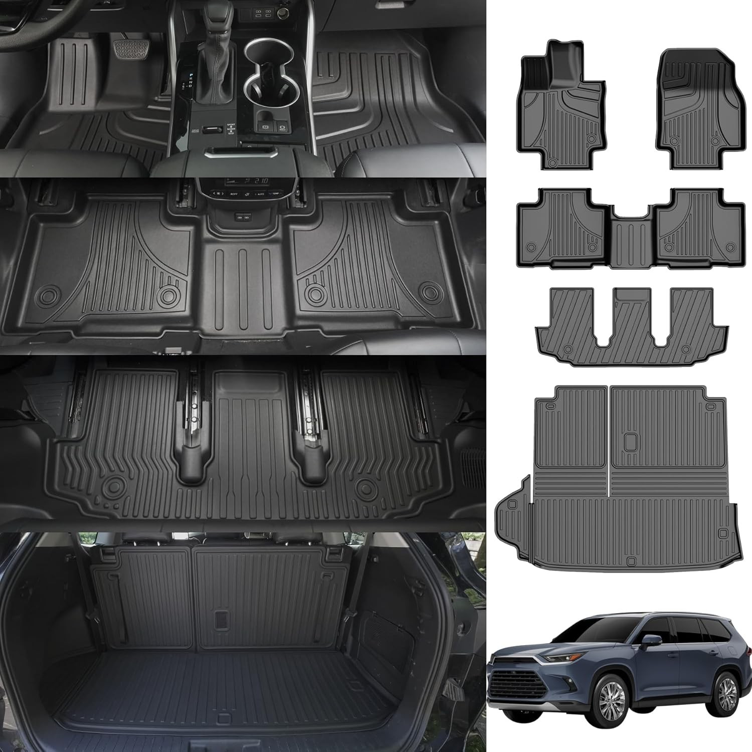 Floor Mat Cargo Mat for 2020-2024 2025 Toyota Highlander 7 Seat Car Mat Acces...