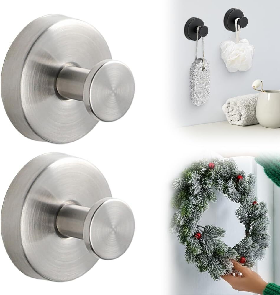 4× Suction Cup Hooks Waterproof Shower Hooks Bathroom Towel Hanger Punch-Free US