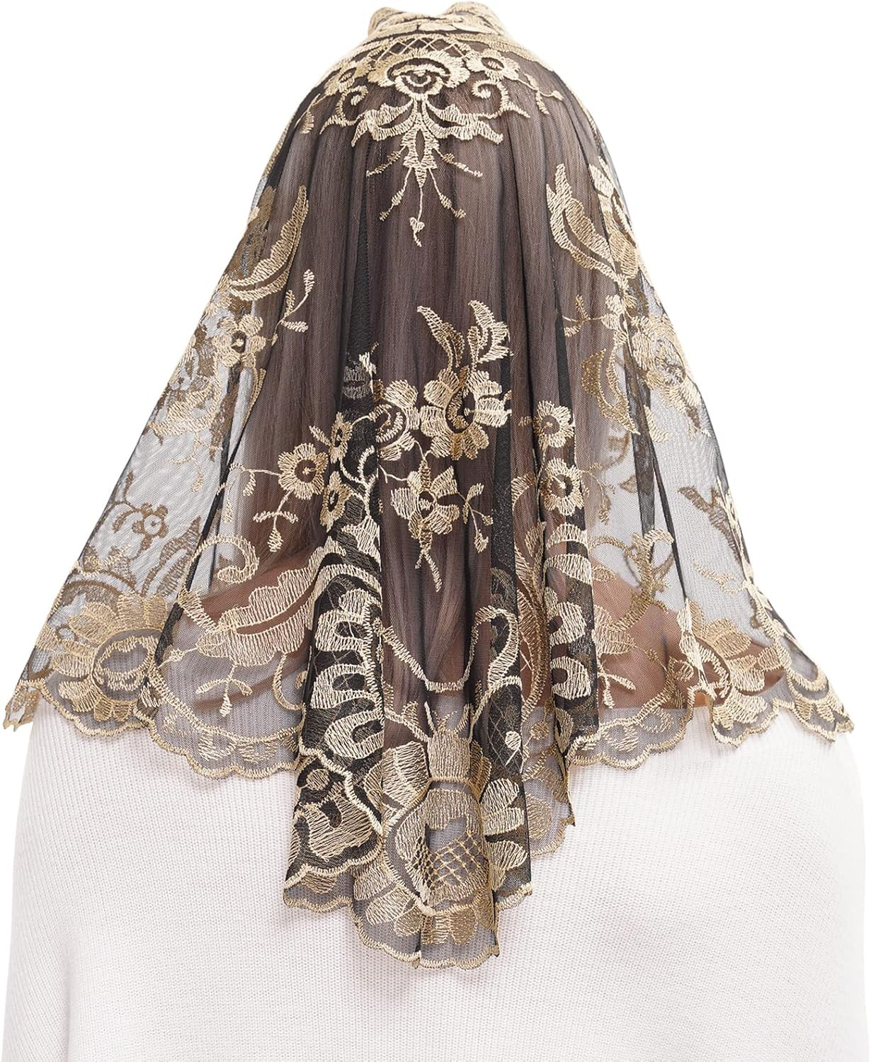 Catholic Lace Mantilla Veil Embroidery Chapel Scarf for Church Mass