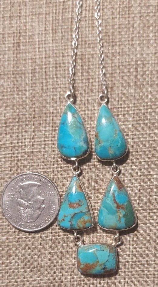 New Sterling Silver & Mojave Turquoise Necklace