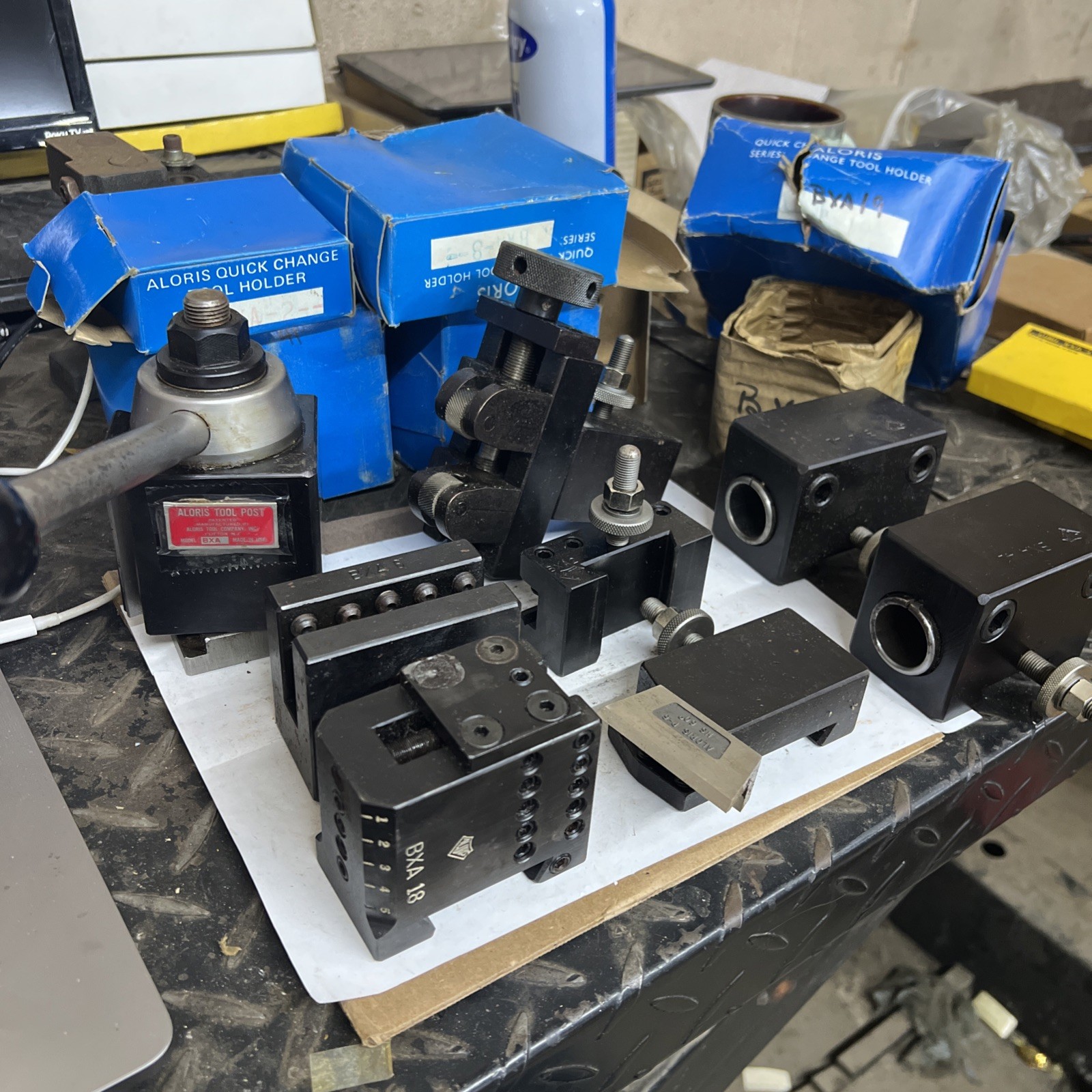 NOS Aloris BXA Quick Change Tool Post Set – 7 holders