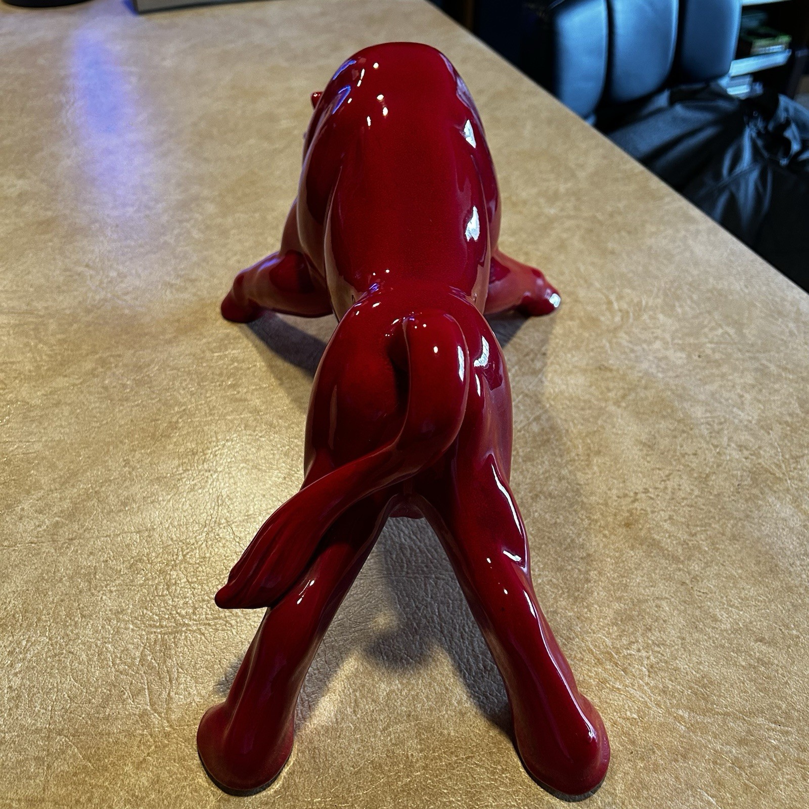 Vintage MCM Royal Haeger Red Glazed Charging Bull Sculpture Ceramic Pottery 18.5