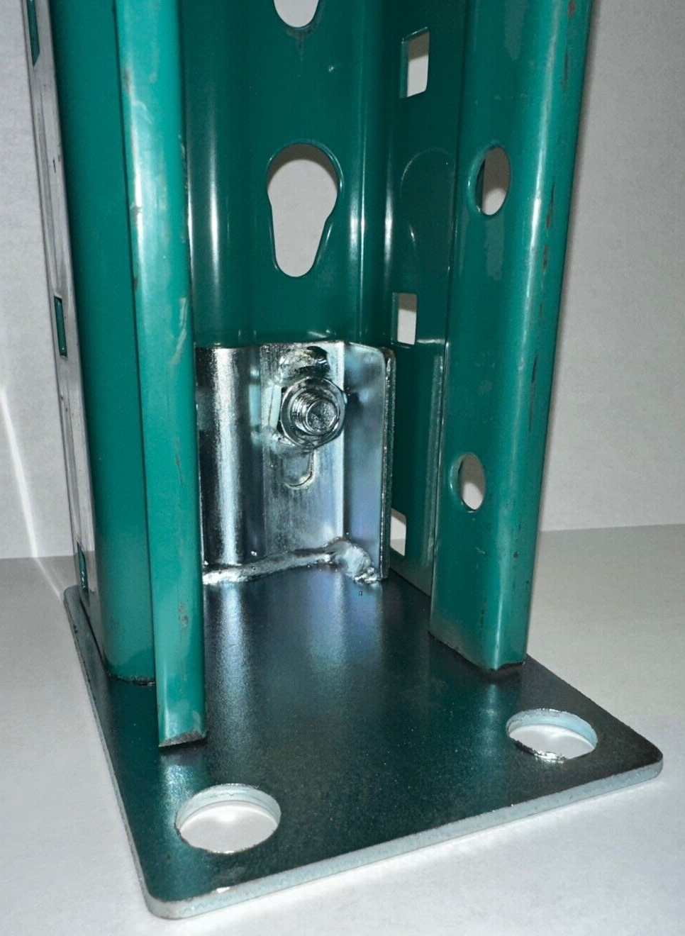 (2) Pallet Racking Universal Foot Plates for Uprights; Nuts, Bolts, Washer added