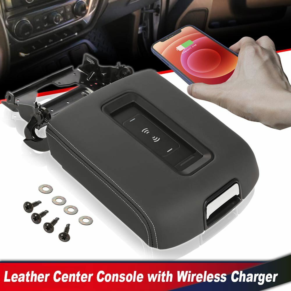 Center Console Armrest Lid W/wireless Charger Fit For 15-19 Tahoe Yukon Suburban