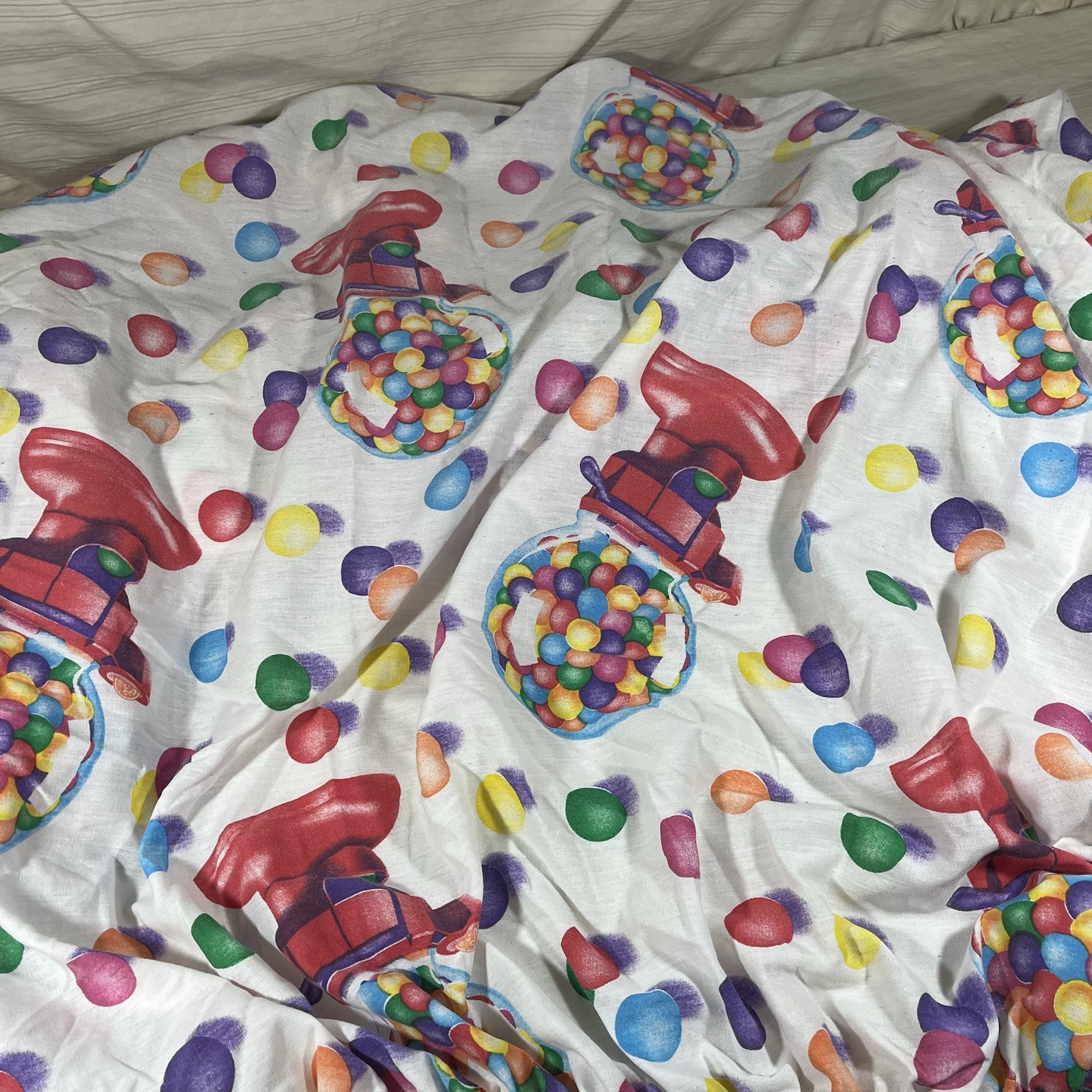 HTF Vintage Lisa Frank Rainbow Gumball Machine Fitted FULL Sheets Fabric