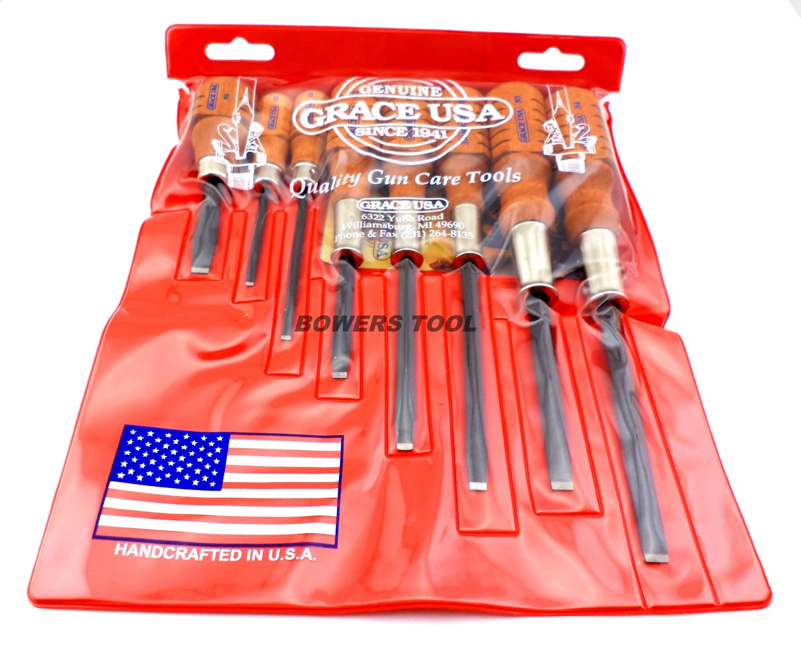 Grace 8pc Gunsmith Screwdriver Set Flat Slotted Wood Handle HG-8 USA Gun Care