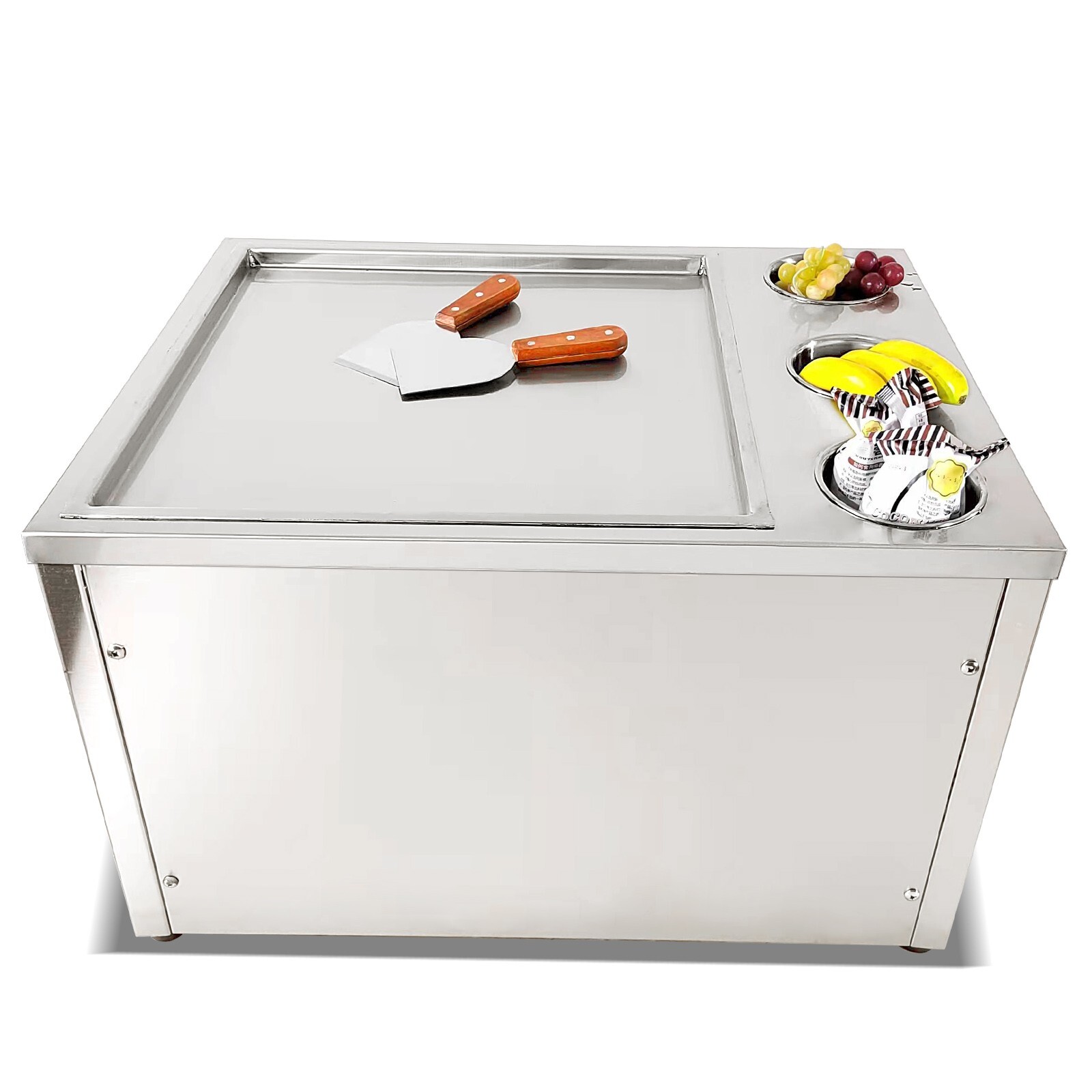 USA Countertop commercial single square roll ice cream machine with 3 buckets