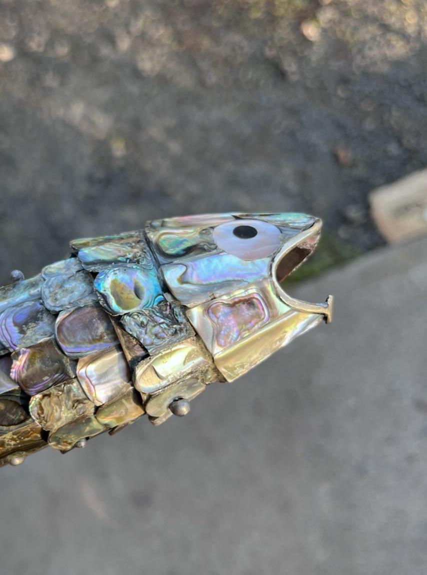 Vintage Articulated Abalone Shell Fish Bottle Opener Mexican