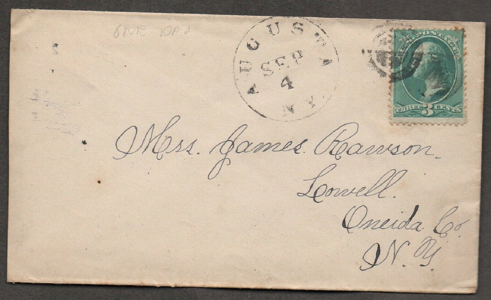 HORSESHOE - FANCY CANCEL Oriskany Falls NY - NICE STRIKE on 1882 Cover - RARE !!