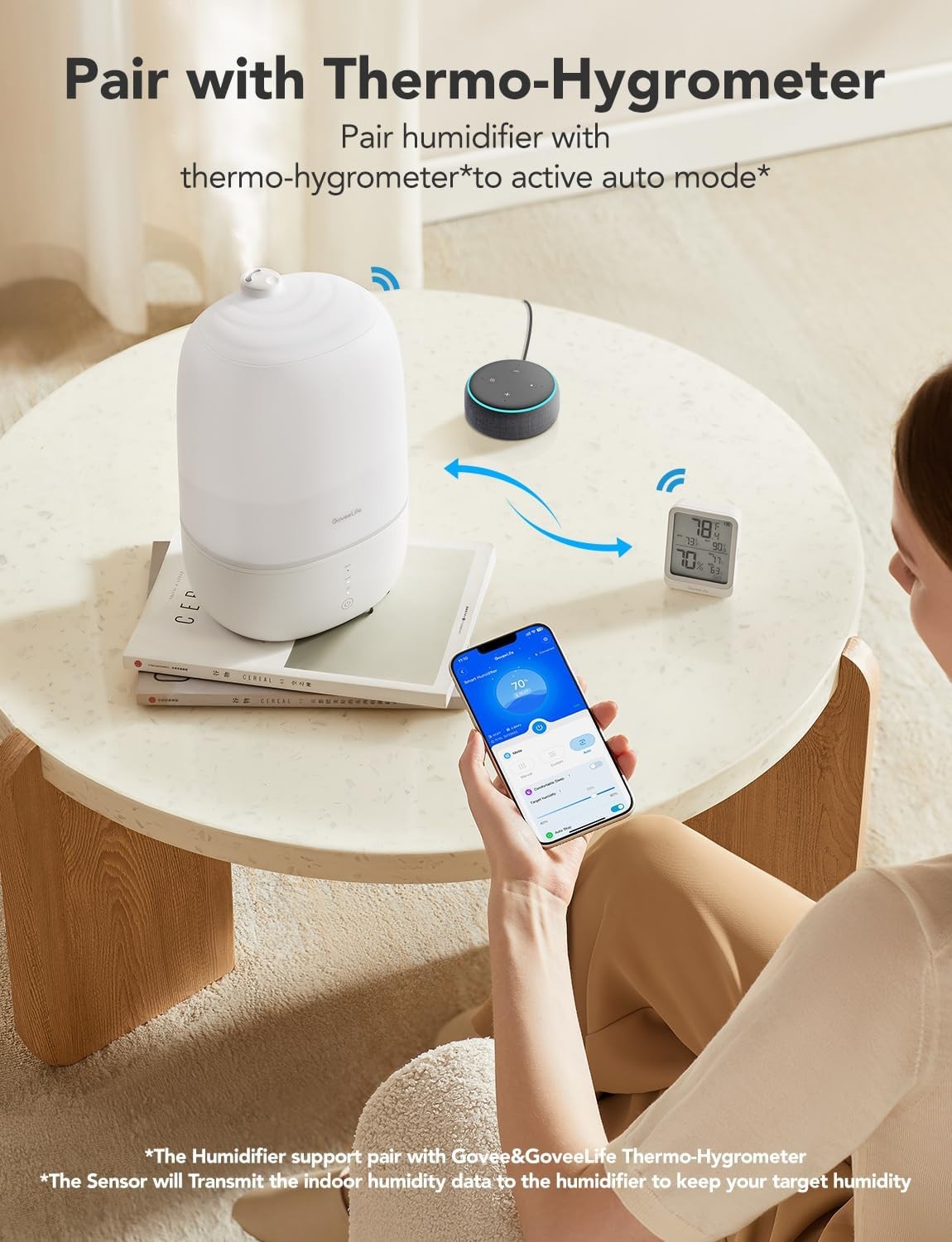GoveeLife Smart Humidifier 3L Cool Mist , App Control, Aromatherapy, Night Light