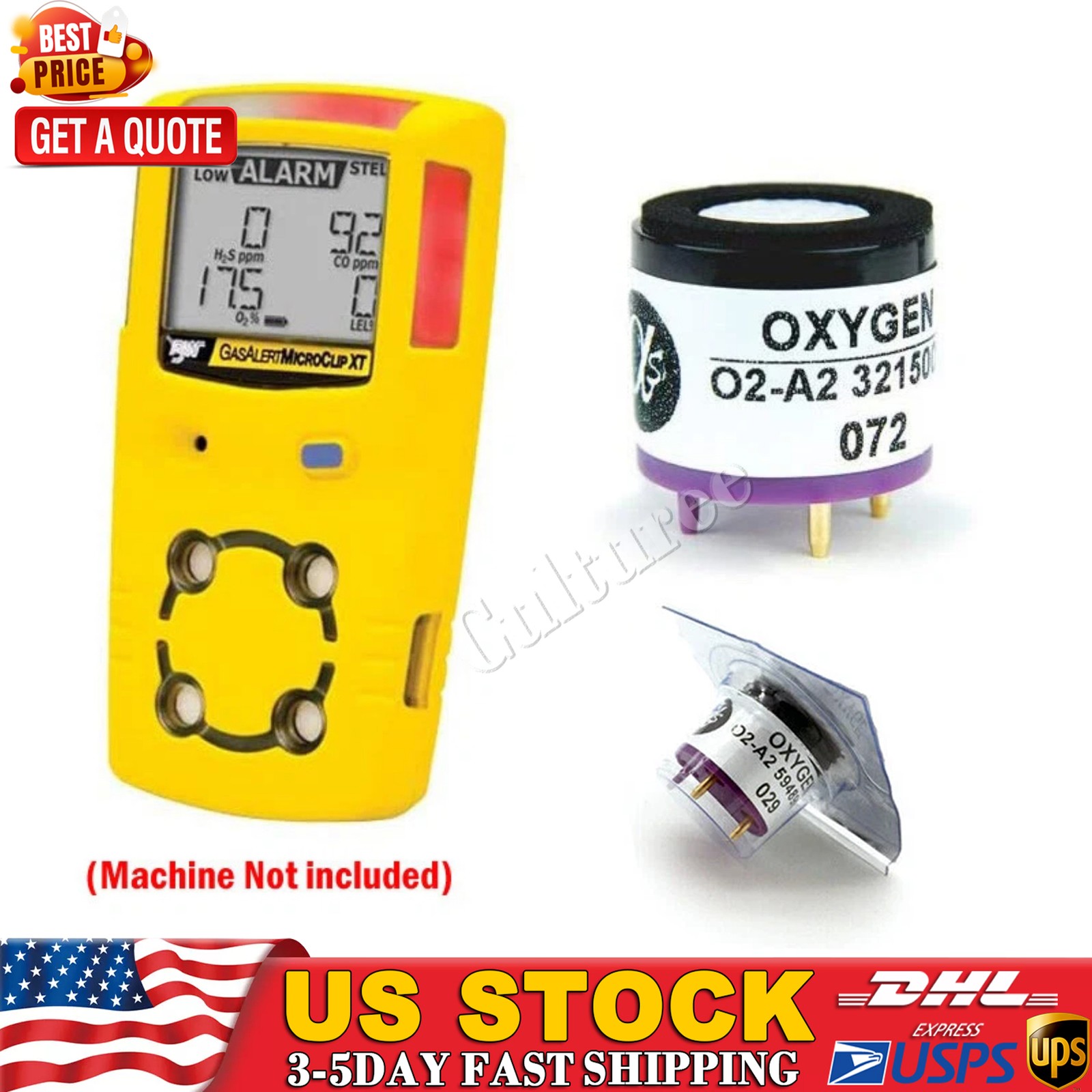 New! Alphasense O2-A2 Oxygen Sensor for BW Technologies Gas Alert MicroClip