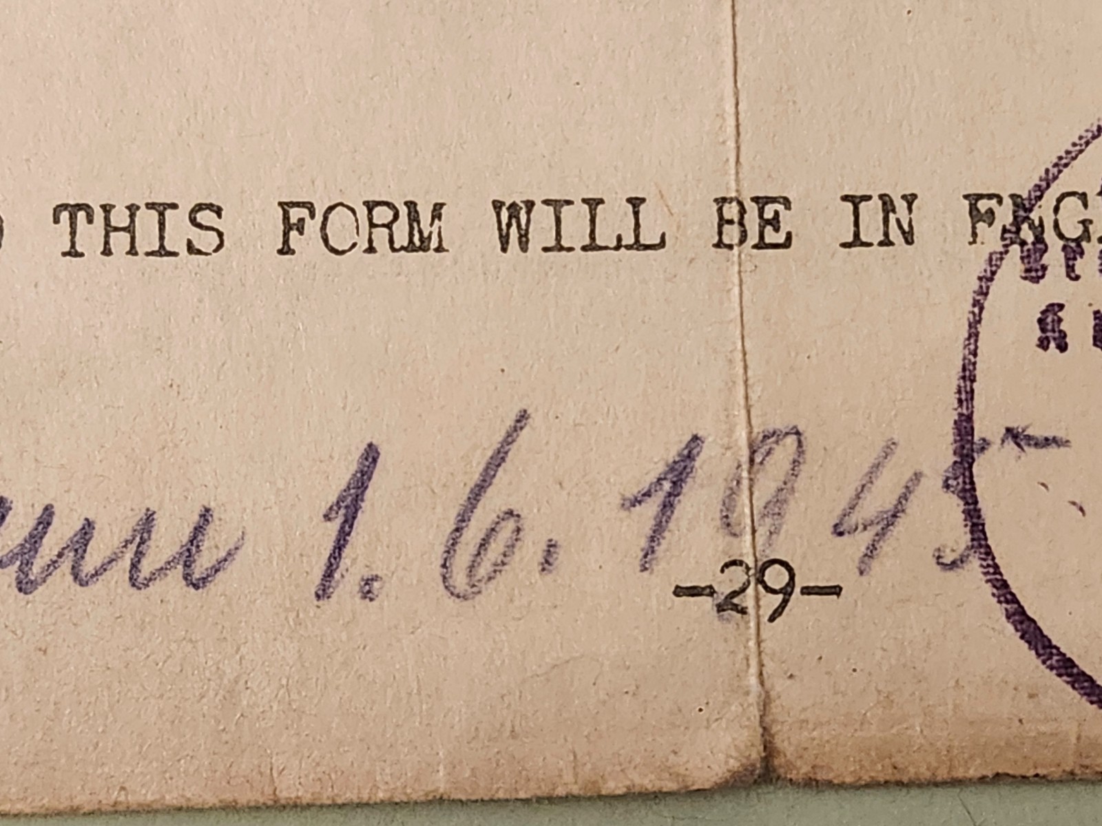 WW2 Germany Air Force POW Certificate of Discharge 1945 Used