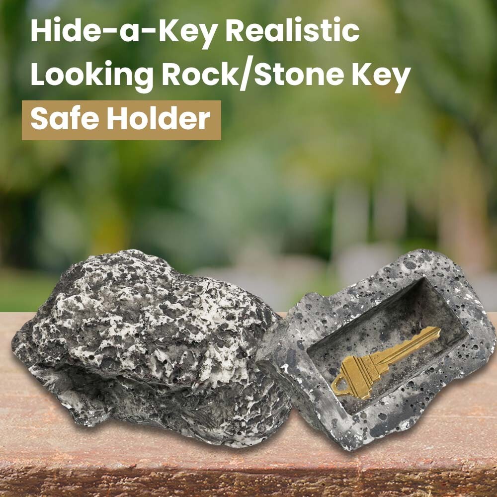 Hide-a-Key Realistic Looking Rock Safe Holder Outdoor Stone Look Spare Hider