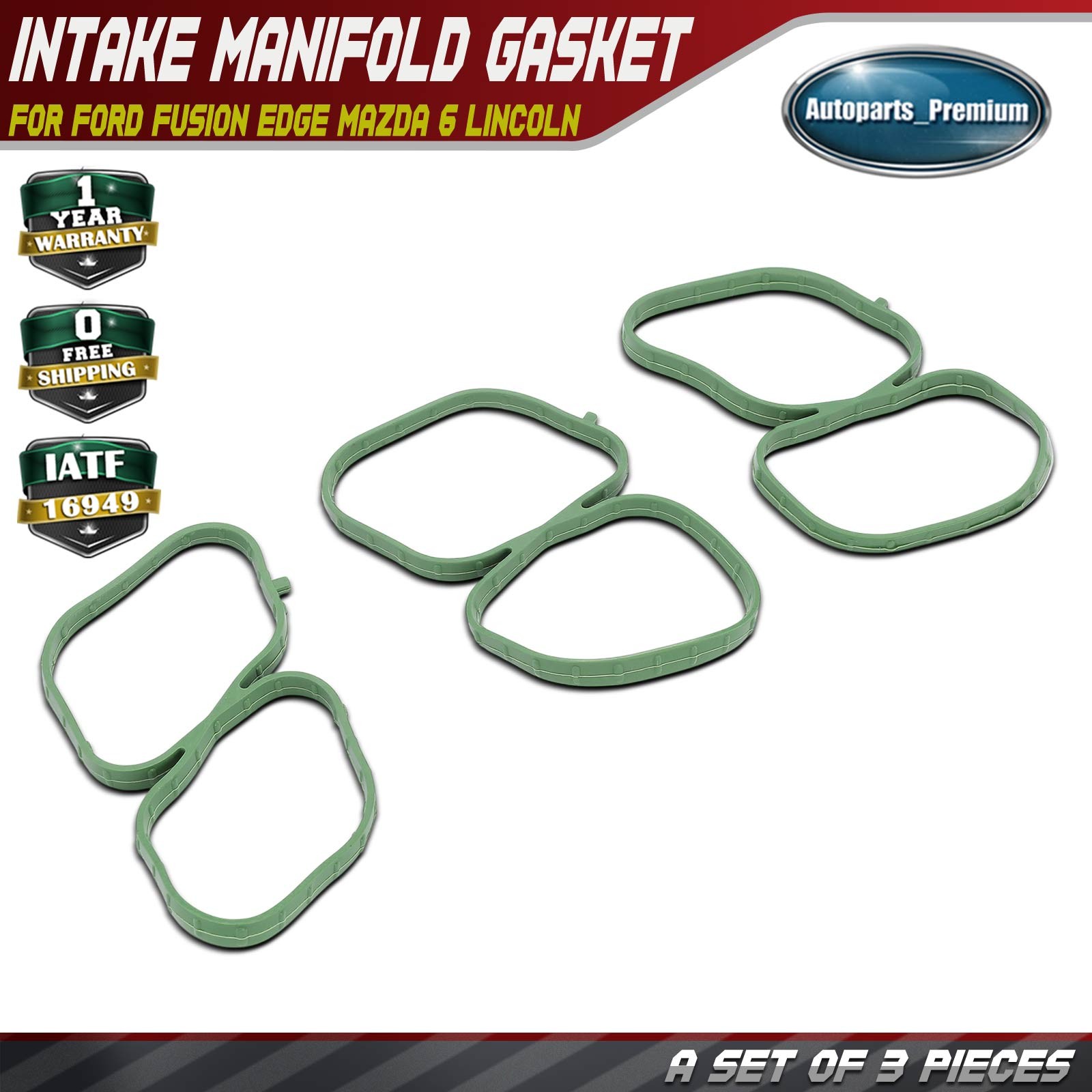 Fuel Injection Plenum Gasket Set for Ford Fusion Edge Mazda 6 Lincoln Mercury