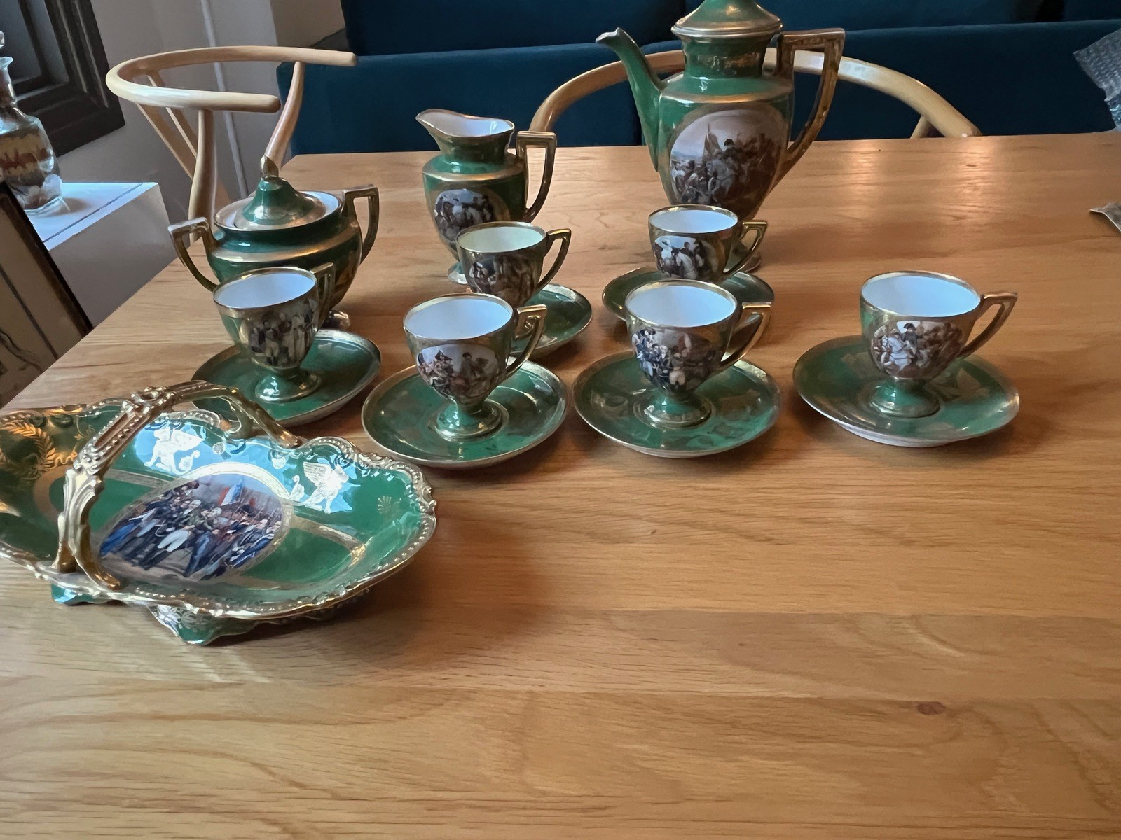 Vintage Royal Vienna Carlsbad Napoleonic Tea Set Service For 6 With Platter