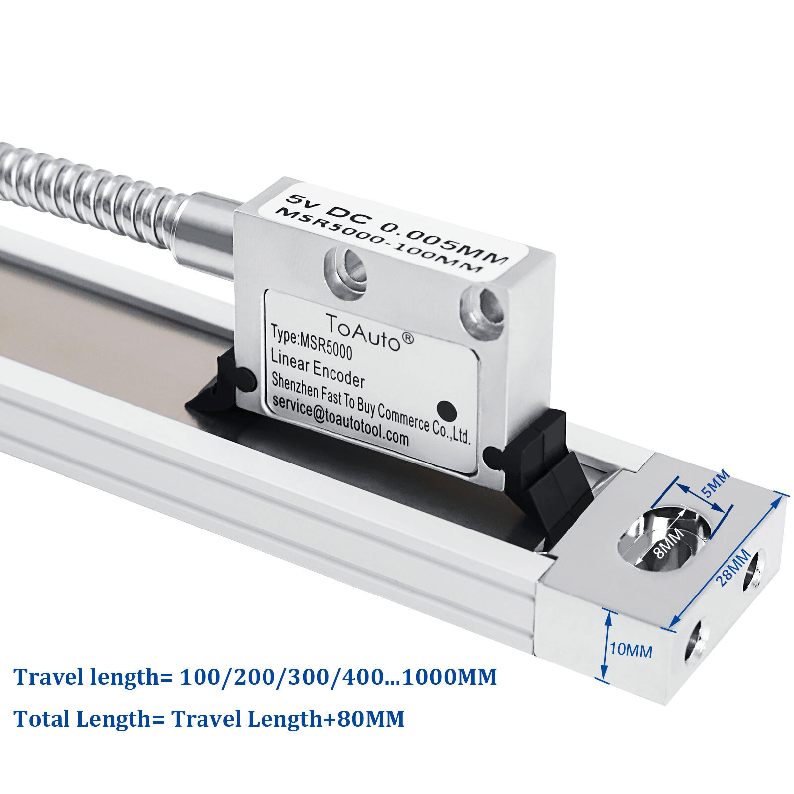 Magnet Scale 4"-40" Read Head Sensor 5um DRO Digital Readout,US STOCK