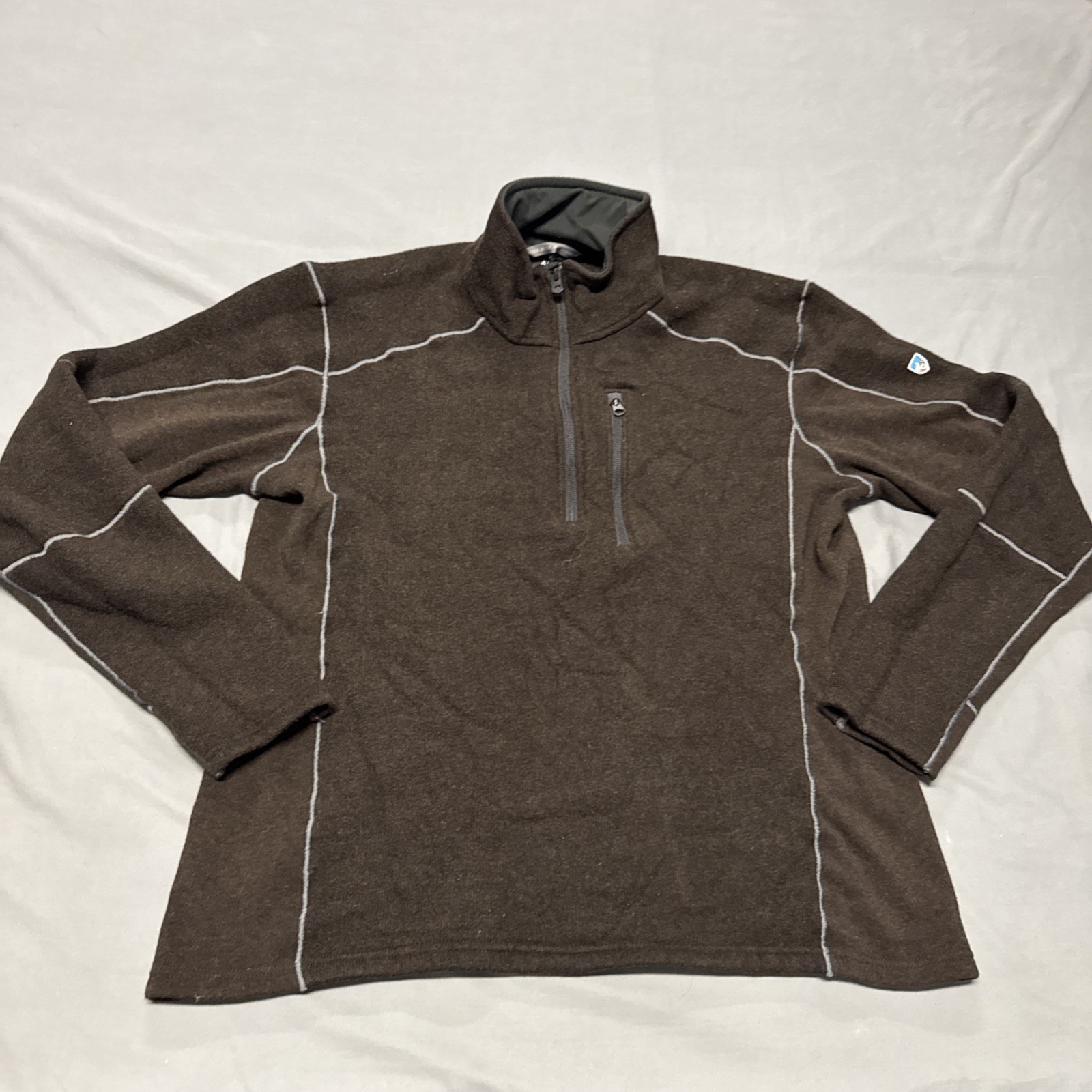 KUHL Mens Brown Fleece 1/4 Zip Pullover Sweater Jacket XL