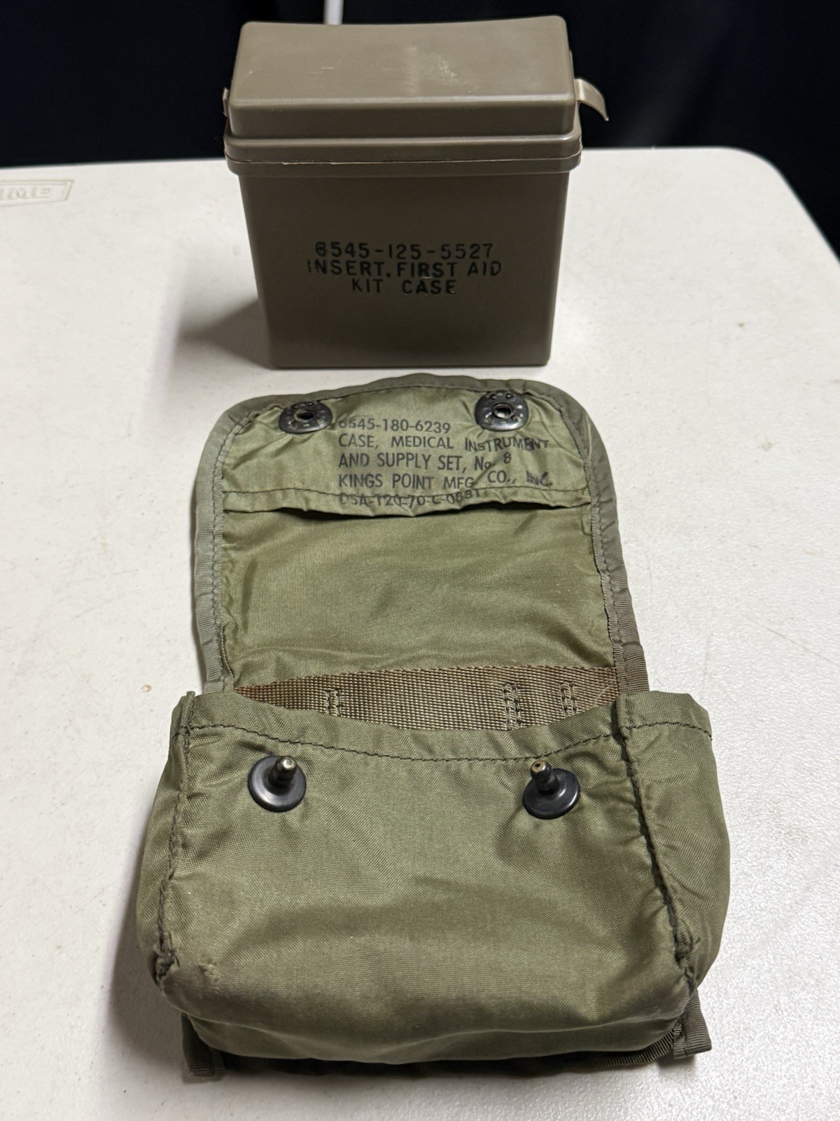 Vintage US Army Military First Aid Kit Individual US Contents Pouch Case