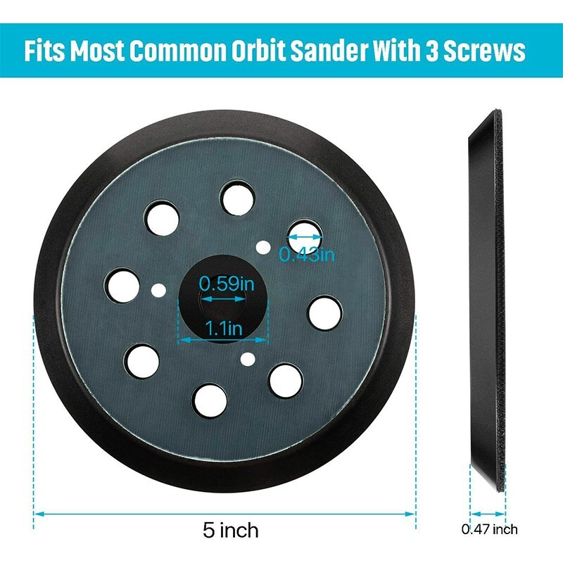 2X 5" Orbital Sander Pad Hook&Loop For DeWalt DW4388 D26450 D26451 D26453 D26456