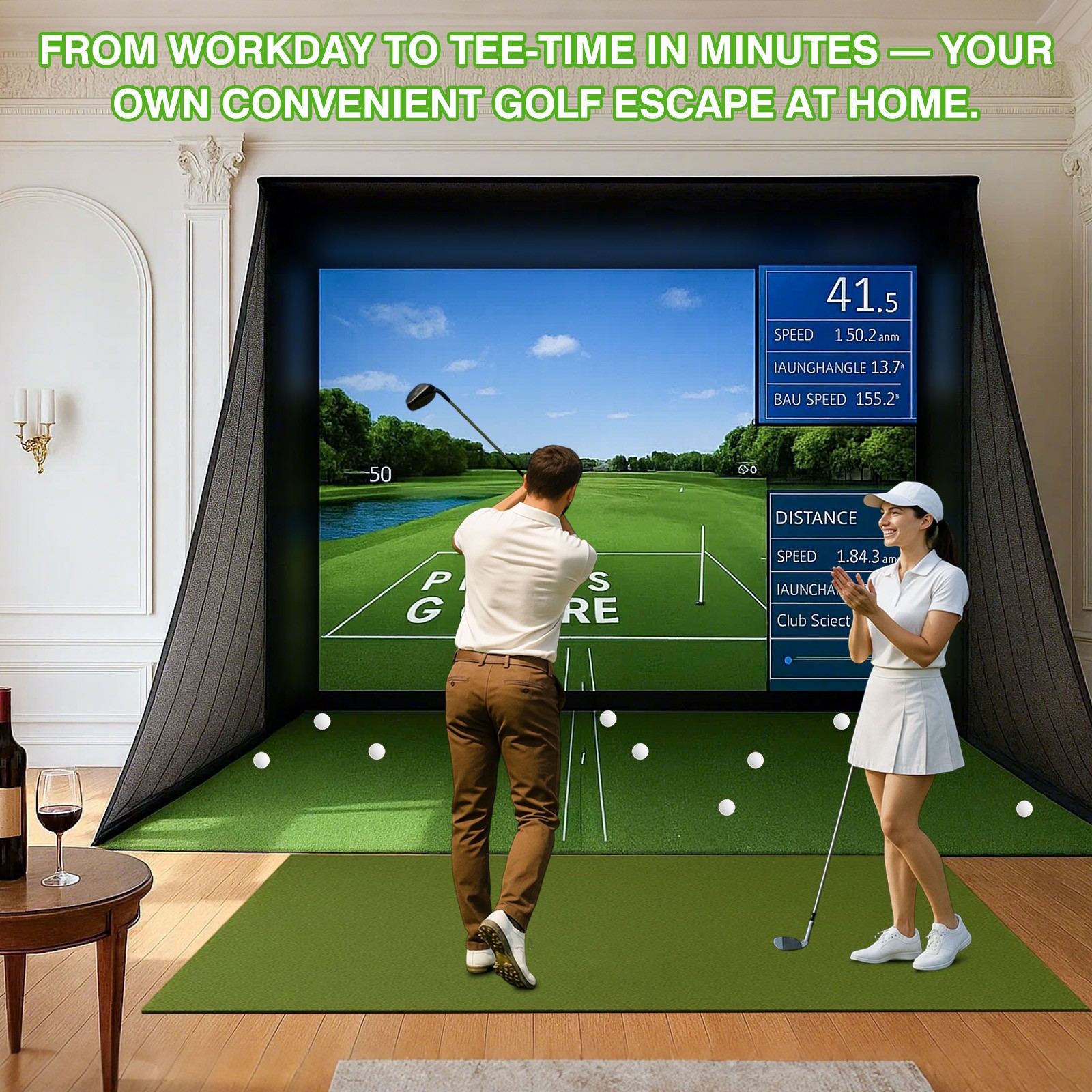 10 × 8 ft Enhanced Edition Golf Simulator Enclosure Nets Sturdy Indoor Golf Cage
