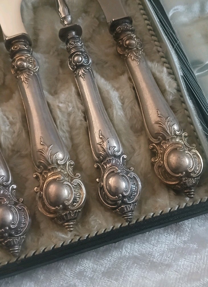 Antique 800 German Silver  Fish Set Original Box W. Schwechten Berlin 1853-1902