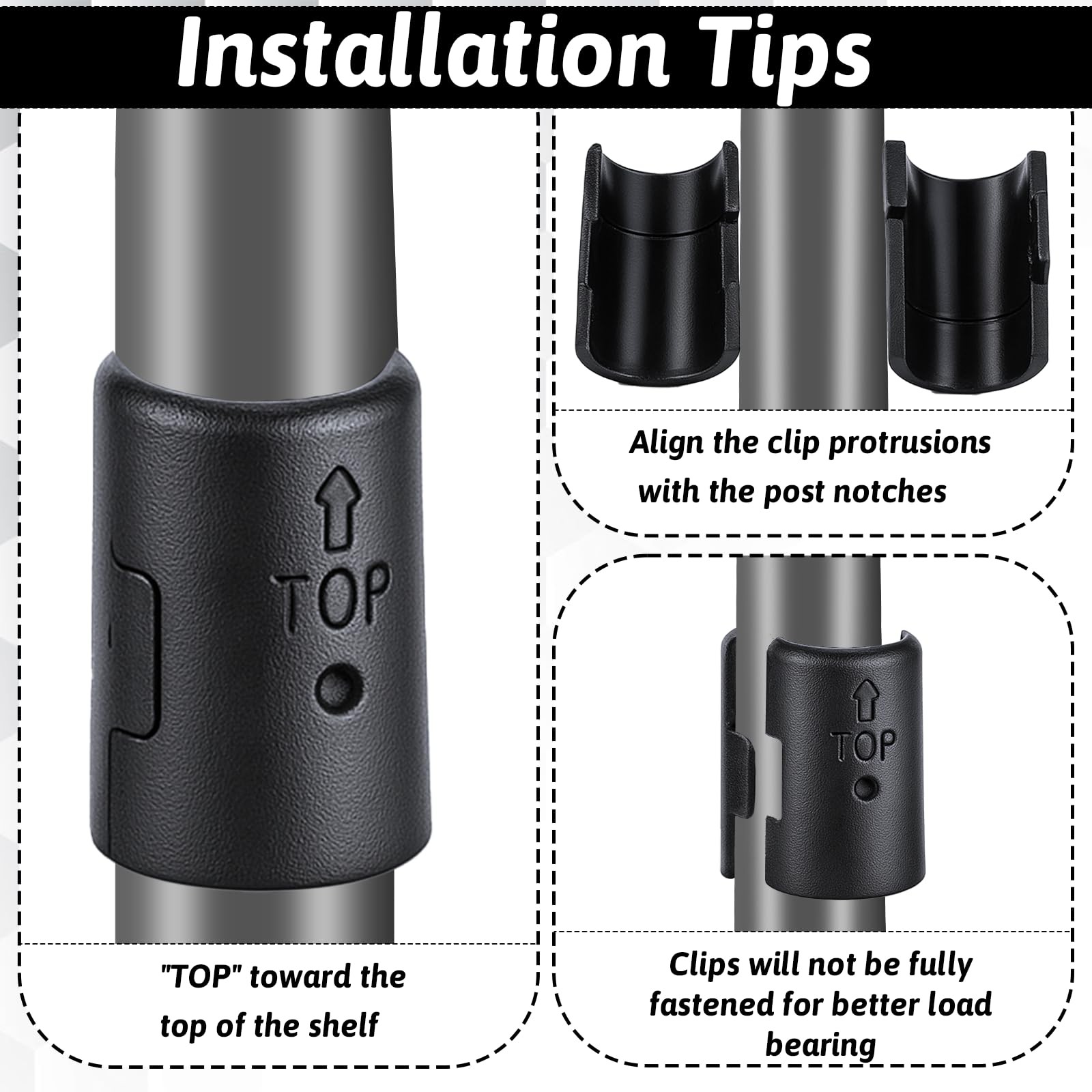 24 Pcs Wire Shelf Clips 3/4" Post Plastic Rack Replacements for Wire Shelving