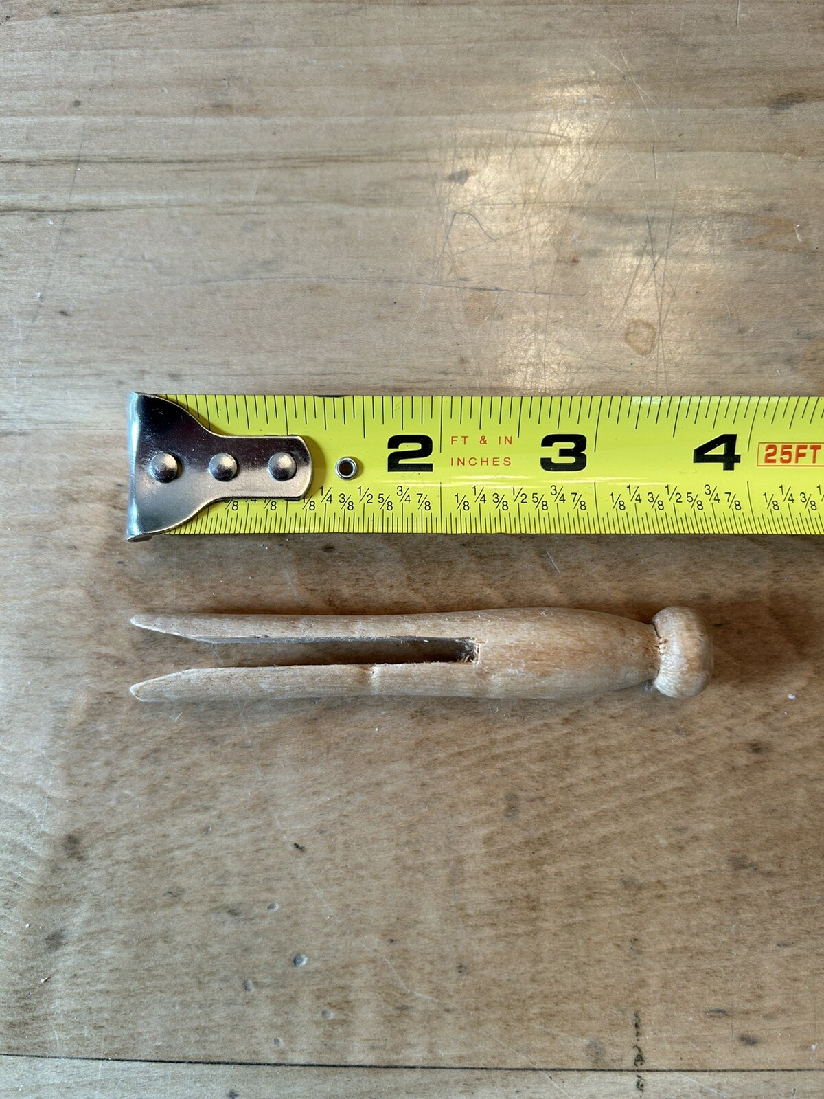 Vintage Wooden Clothes Pins 1950's/Crafts/Round Head Flat Top - 20 Quantity