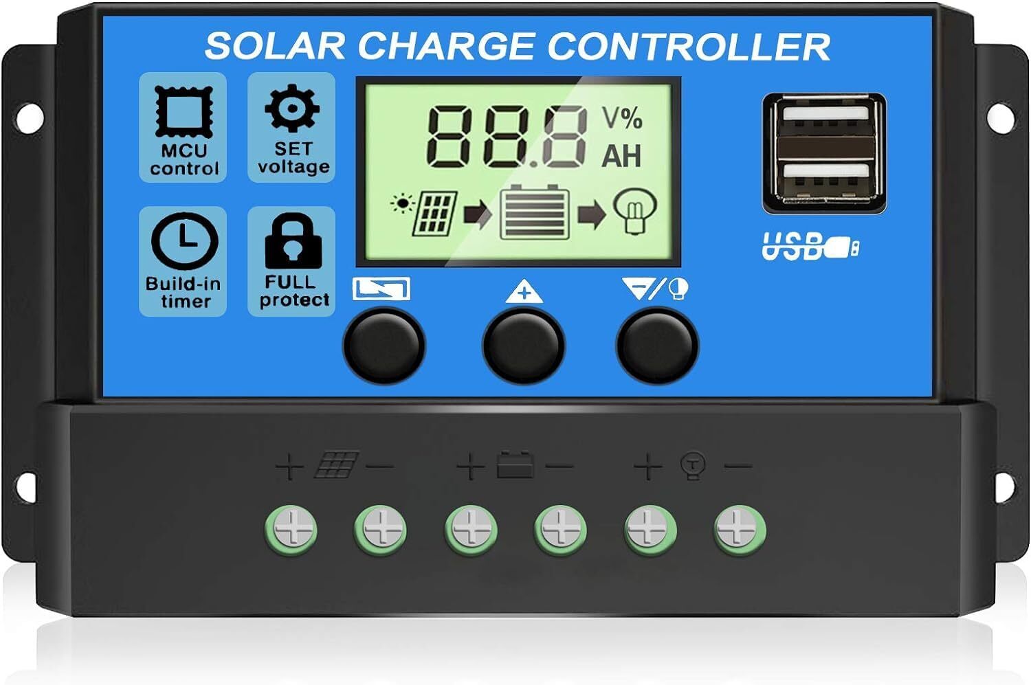 Gefolly 30A PWM Solar Charge Controller 12/24V Voltage Regulator Battery