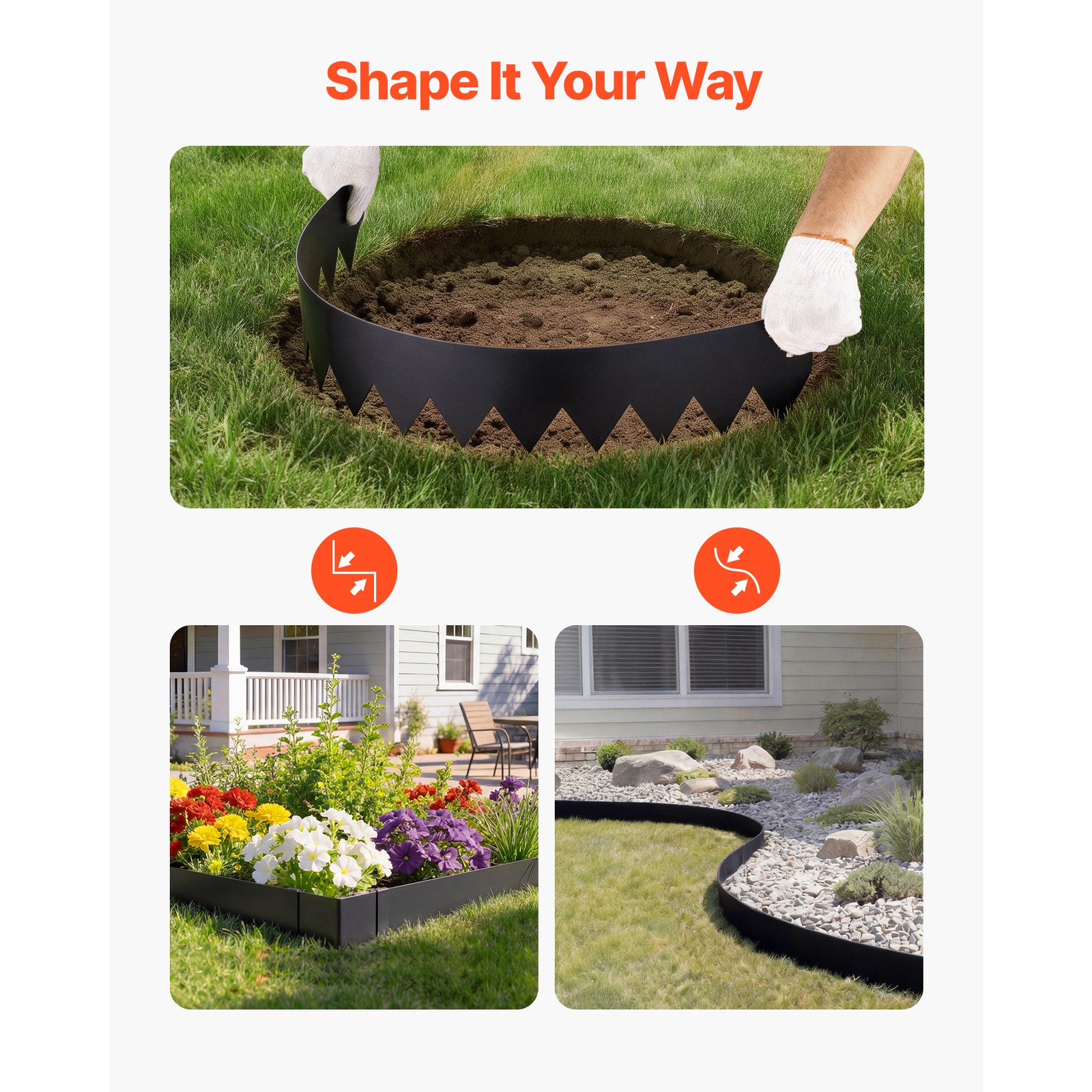 Uimoso Galvanized Steel Garden Edging 40 x 6 in Flexible Metal Landscape Border