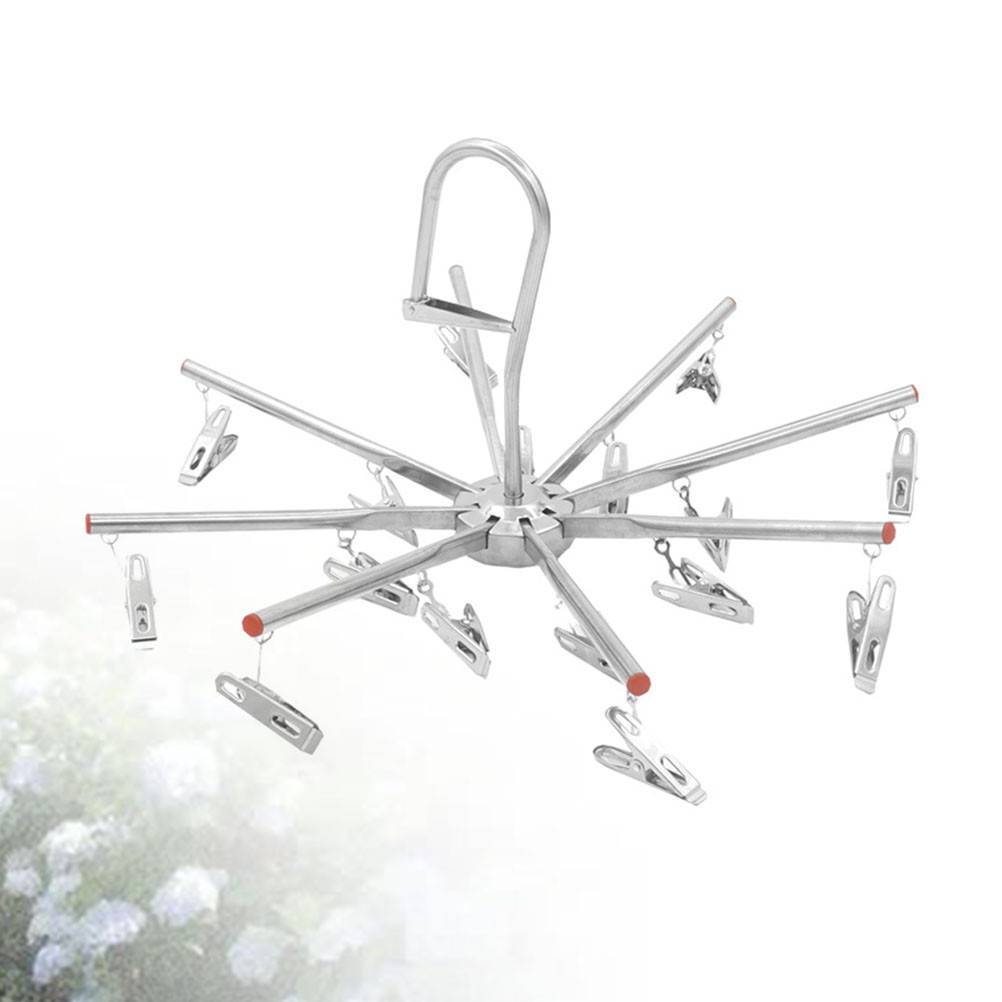 Hanging Laundry Drying Rack Clothes Stand Foldable Hangers with Clips