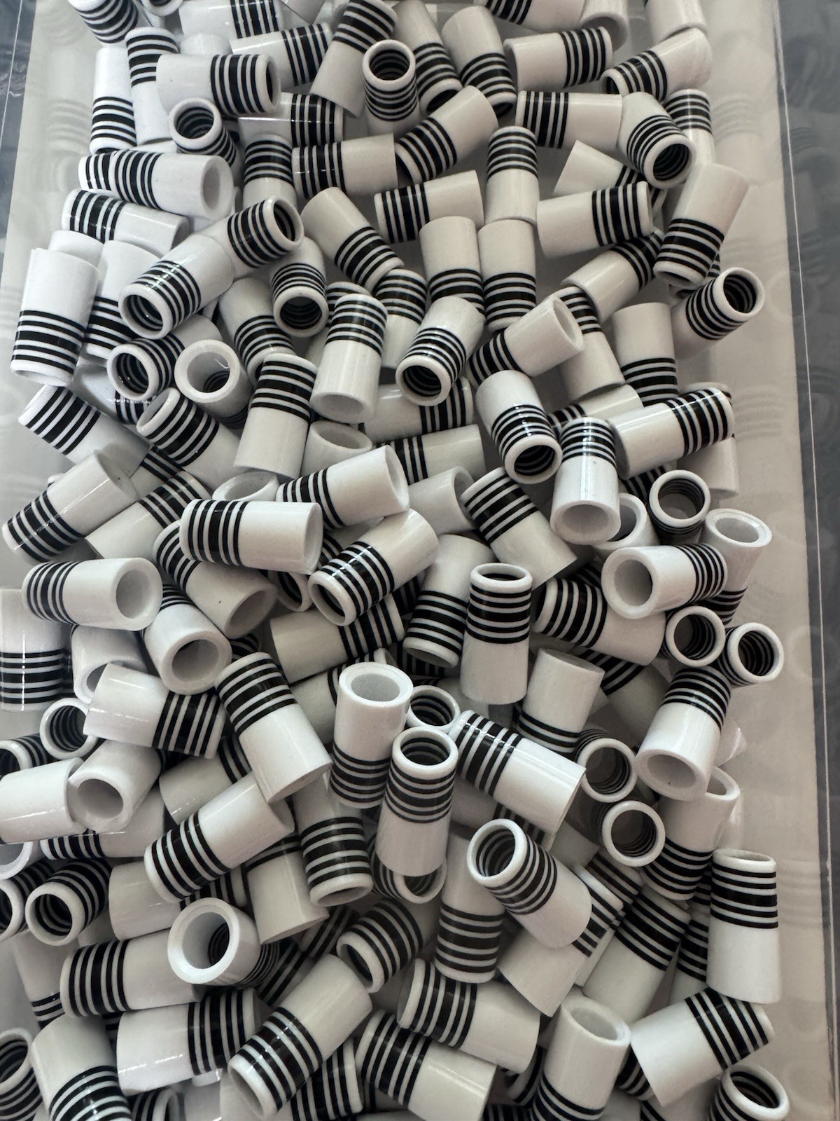 10-CUSTOM GOLF FERRULES White&Black Stripes 1” TAPER TIP .355