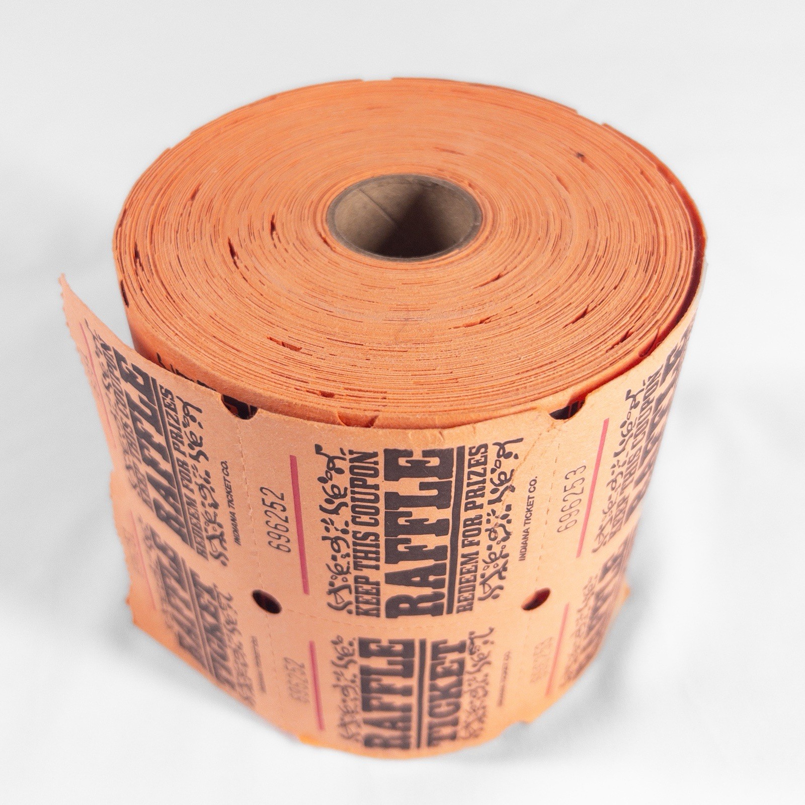 Marquee Double Roll Raffle Tickets Orange - Indiana Ticket Co.