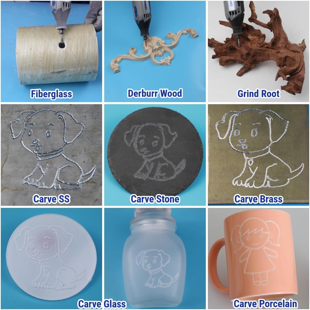 Tungsten Carbide Rotary Burr Bit Set 1/8" Cutting Carving Burrs Dremel Tool Kit