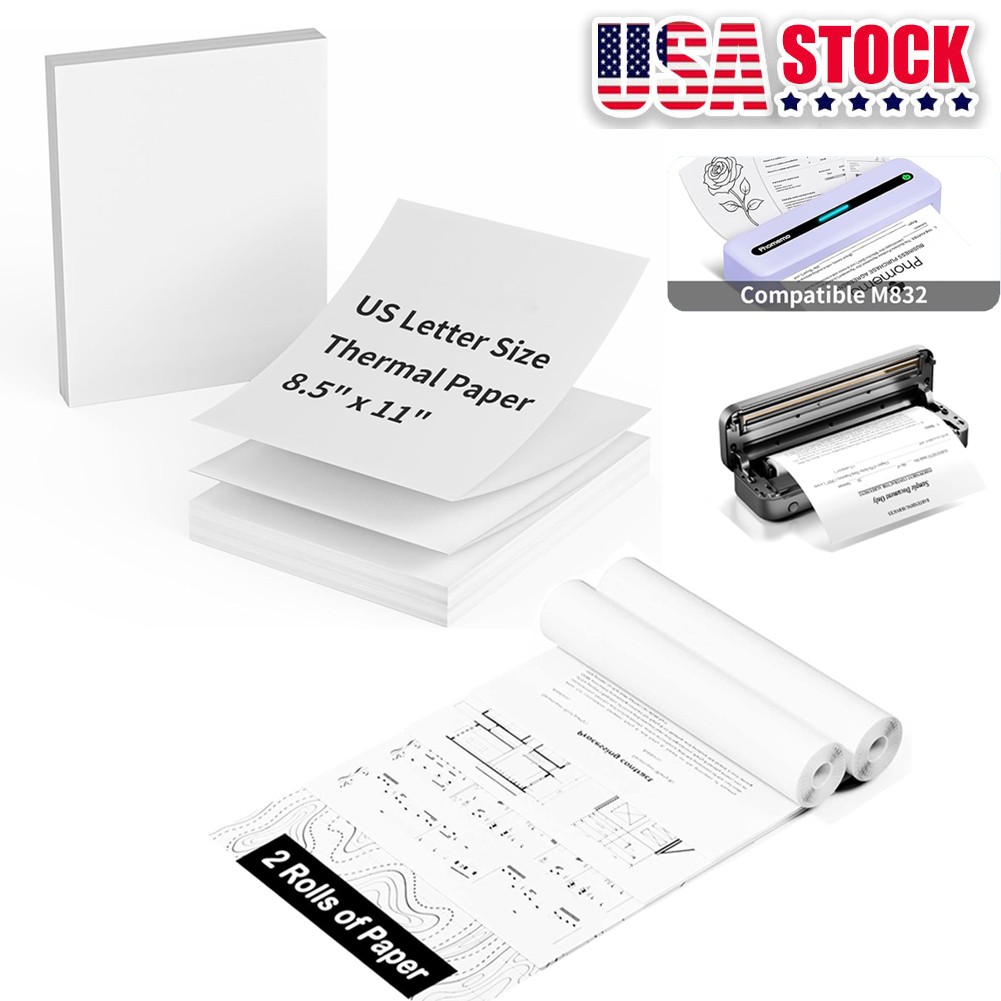 A4 Thermal Continuous Paper 8.5"x11" Letter Size For M08F Printer Folded & Roll