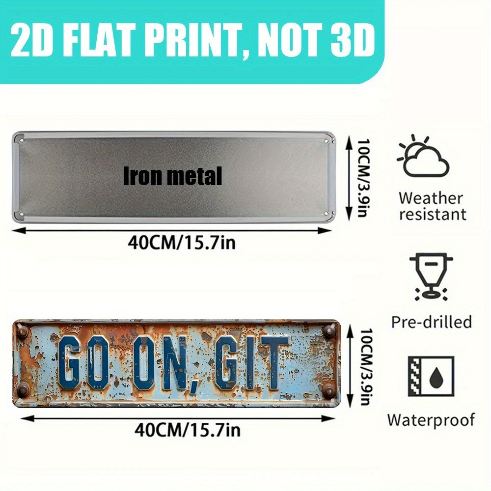 Vintage Go On, Git Wall Decor Street Signs Bar Metal Tin Signs Front Door 16x4in