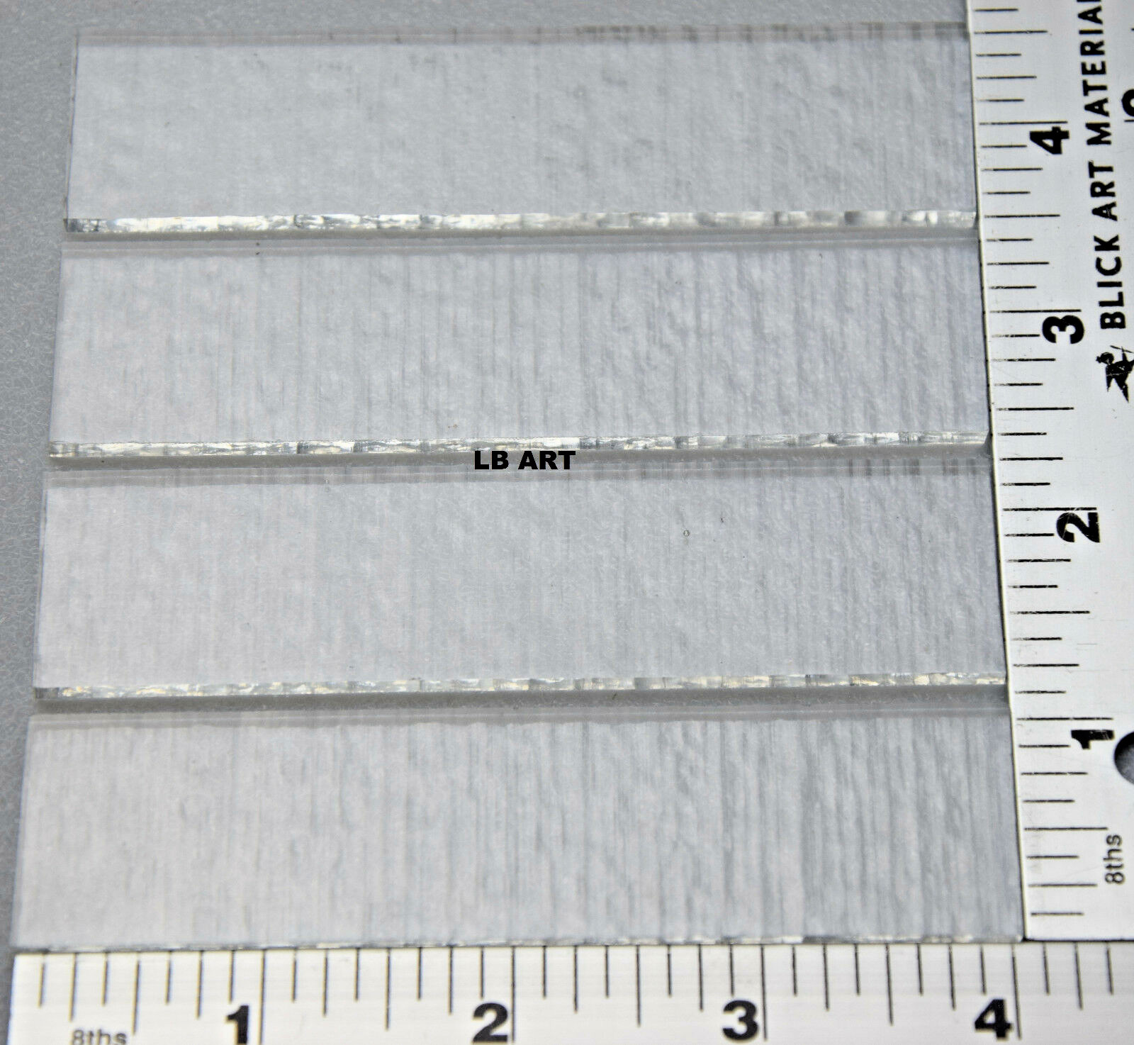 1101.50 -4 pcs-1"x 4" CLEAR BULLSEYE 2mm THIN GLASS SHEET STRIPS 90 COE