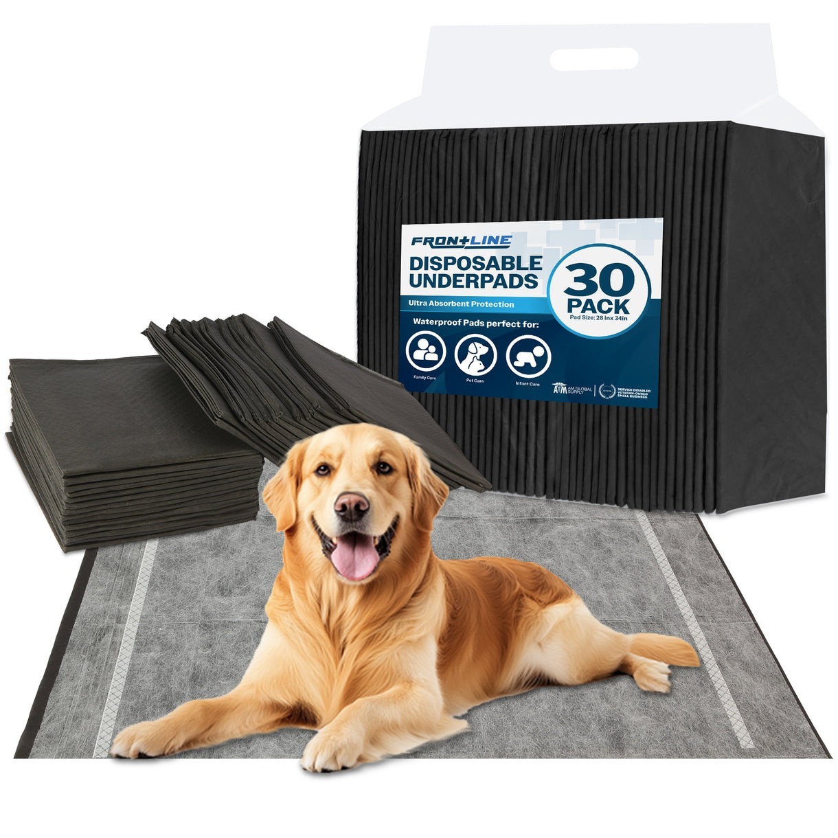 30 Pack XL Charcoal Odor-Control Dog Pee Pads 28"x34", Disposable Puppy Training