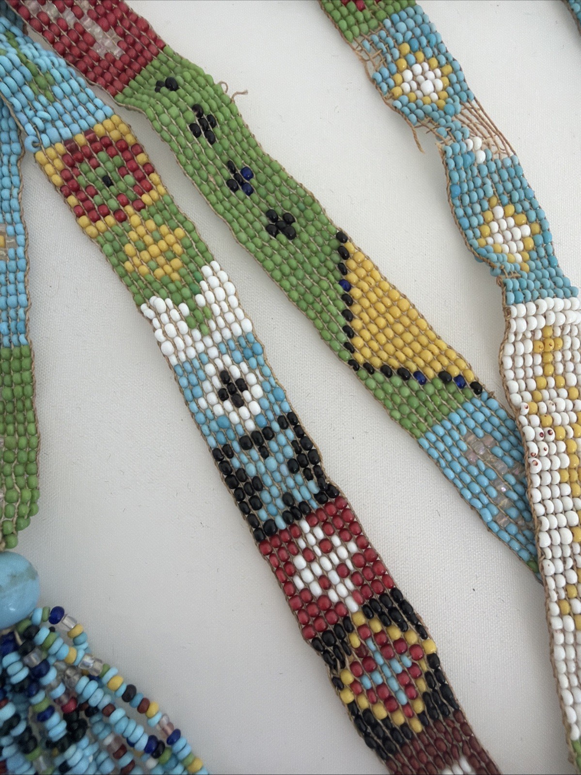 Antique Hand Made Native American Beaded Sash with Tassels