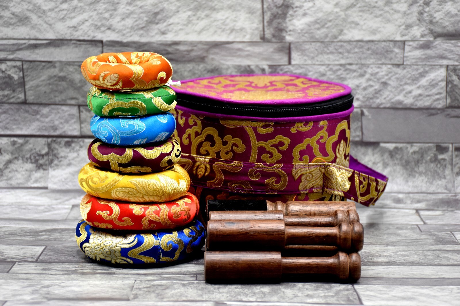 Natural Singing Bowl Set of 7-Tibetan Singing Bowl Set-Chakras Healing Set of 7