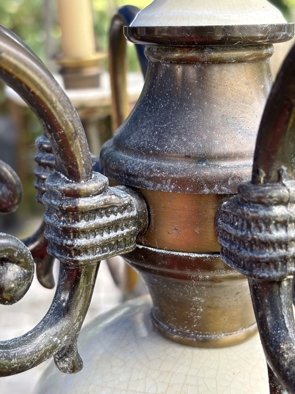 French hand painted 6 arm Porcelain Chandelier from the 20-40s
