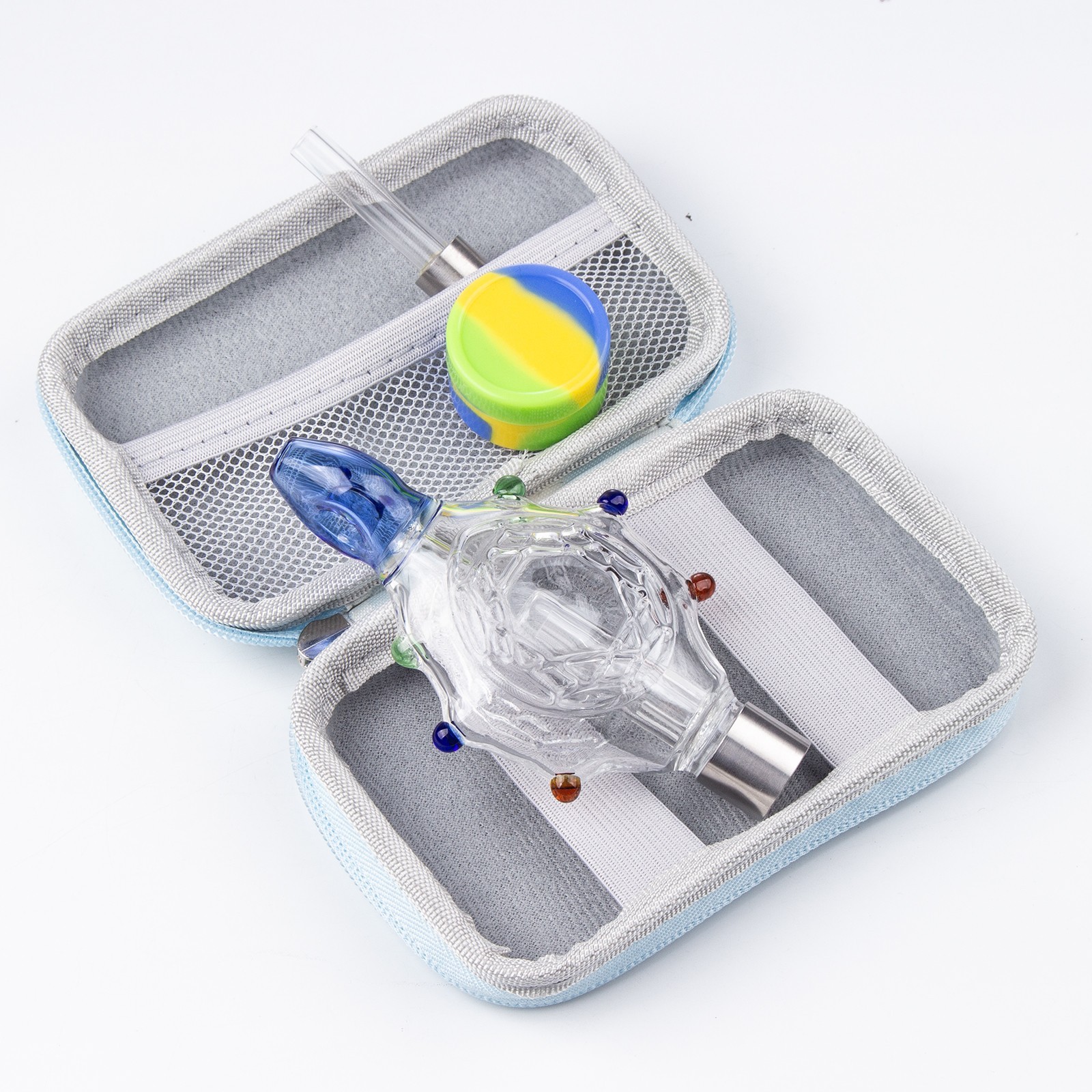 Turtle Style Glass Water Smoking Pipes Collectible Mini Bongs Quartz Nail Bag