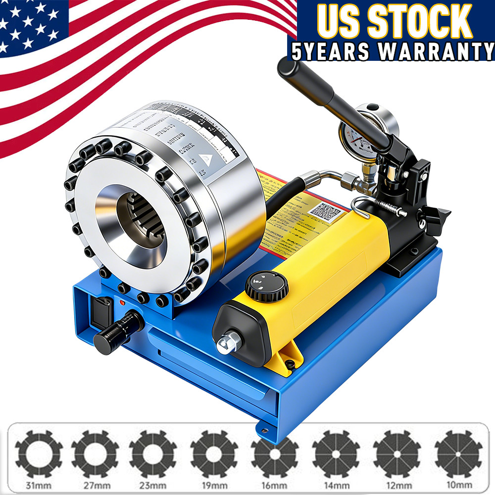 5600KN Hydraulic Hose Crimper Pipe Clamping Machine w/ 8 Sets Dies 10mm-30mm USA